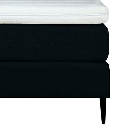 Bouclé Eenpersoons Boxspring Zwart 90x200