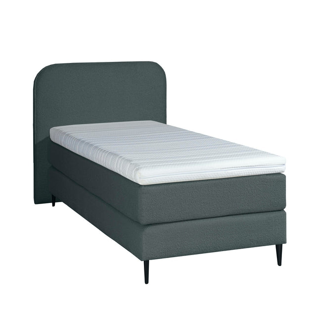 Bouclé Eenpersoons Boxspring Antraciet 90x210