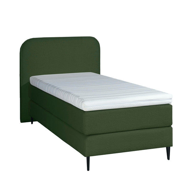 Bouclé Eenpersoons Boxspring Groen 90x200