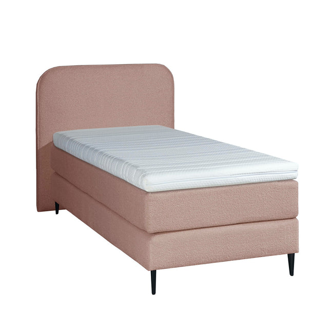 Bouclé Eenpersoons Boxspring Oud Roze 90x200