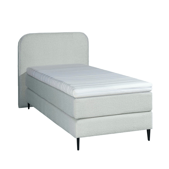Bouclé Eenpersoons Boxspring Wit 90x200