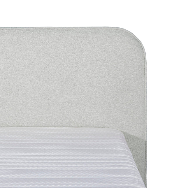 Bouclé Eenpersoons Boxspring Wit 90x200