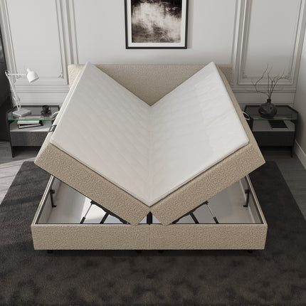 Opberg Boxspring Bouclé Beige 160x210