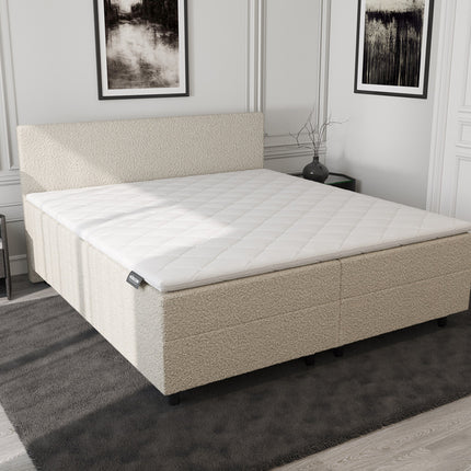 Opberg Boxspring Bouclé Beige 160x210