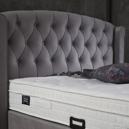 Opbergboxspring Aurora Velvet Antraciet 90x200
