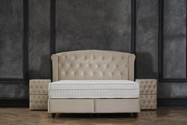 Opbergboxspring Aurora Velvet Beige 160x200