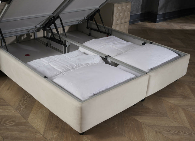 Opbergboxspring Aurora Velvet Beige 160x200