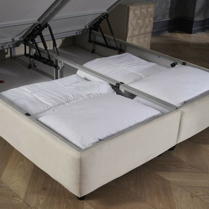 Opbergboxspring Aurora Velvet Beige 90x200