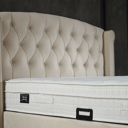 Opbergboxspring Aurora Velvet Beige 90x200