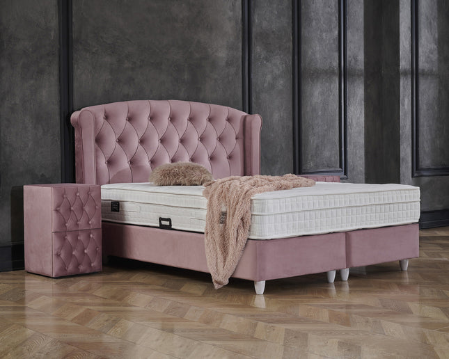 Opbergboxspring Aurora Velvet Roze 140x200