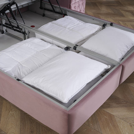 Opbergboxspring Aurora Velvet Roze 140x200