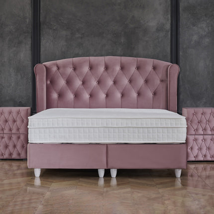 Opbergboxspring Aurora Velvet Roze 90x200