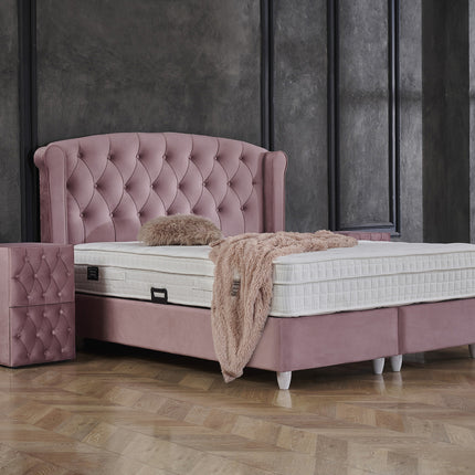 Opbergboxspring Aurora Velvet Roze 90x200