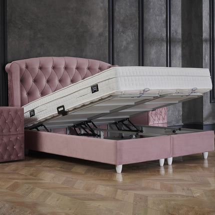 Opbergboxspring Aurora Velvet Roze 90x200