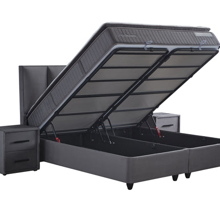 Opbergboxspring Birdybedd Antraciet 140x200