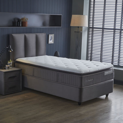 Opbergboxspring Birdybedd Antraciet 90x200 - Eenpersoons