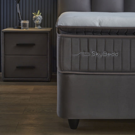 Opbergboxspring Birdybedd Antraciet 90x200 - Eenpersoons