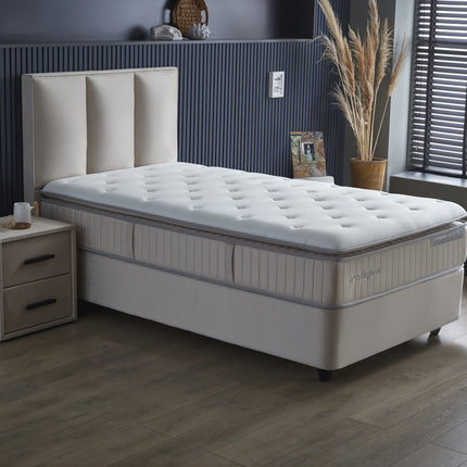 Opbergboxspring Birdybedd Beige 90x200 - Eenpersoons