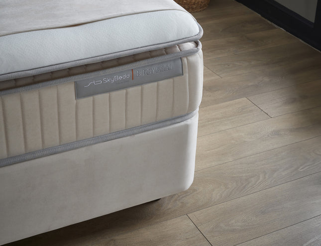 Opbergboxspring Birdybedd Beige 90x200 - Eenpersoons