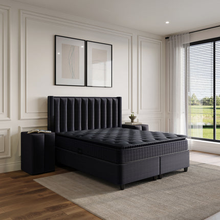Opbergboxspring Blackpearl Antraciet 140x200
