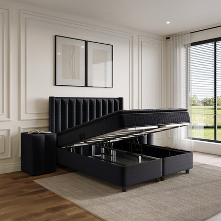 Opbergboxspring Blackpearl Antraciet 140x200
