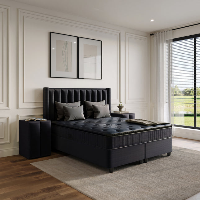 Opbergboxspring Blackpearl Antraciet 90x200