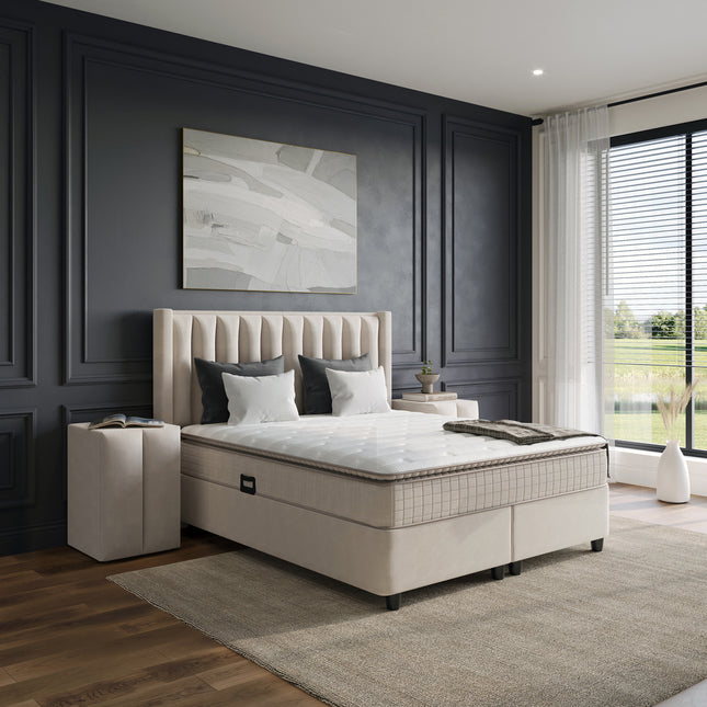 Opbergboxspring Blackpearl Beige 140x200