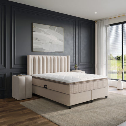 Opbergboxspring Blackpearl Beige 140x200