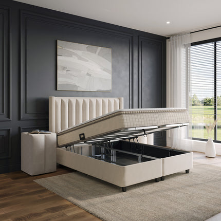 Opbergboxspring Blackpearl Beige 140x200