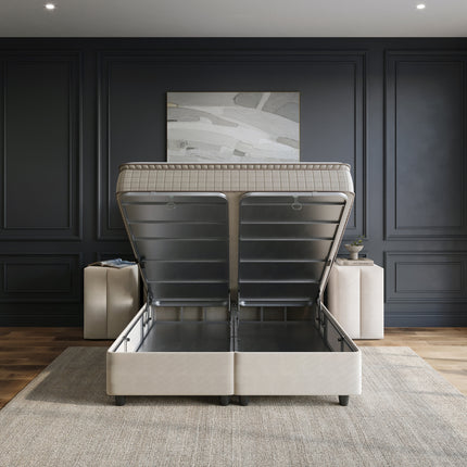 Opbergboxspring Blackpearl Beige 140x200