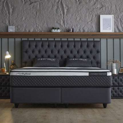 Opbergboxspring Chestybedd Antraciet 140x200
