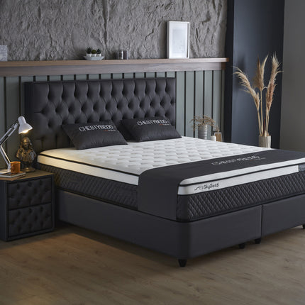 Opbergboxspring Chestybedd Antraciet 140x200