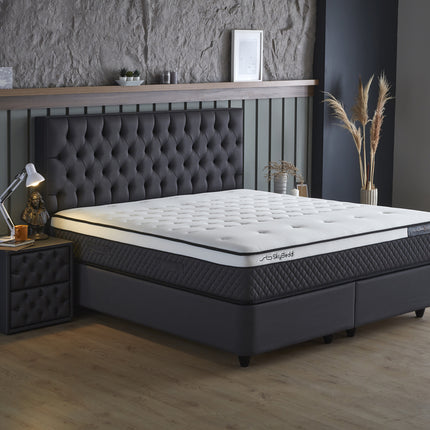 Opbergboxspring Chestybedd Antraciet 140x200