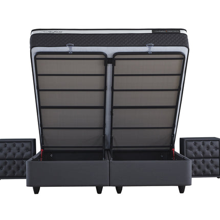 Opbergboxspring Chestybedd Antraciet 180x200
