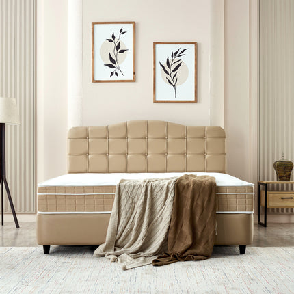 Opbergboxspring Marrakech Kunstleer Beige 140x200