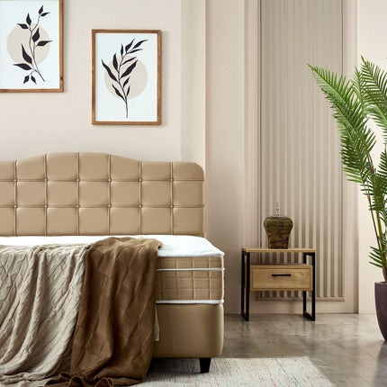 Opbergboxspring Marrakech Kunstleer Beige 140x200