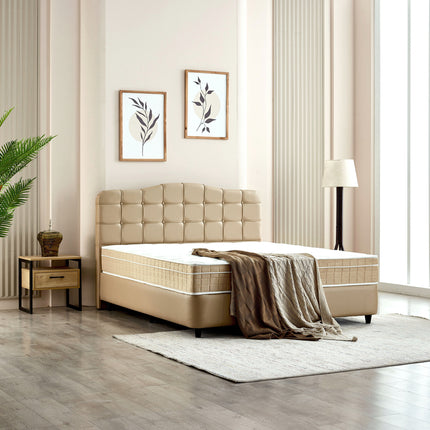 Opbergboxspring Marrakech Kunstleer Beige 140x200