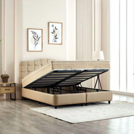 Opbergboxspring Marrakech Kunstleer Beige 140x200