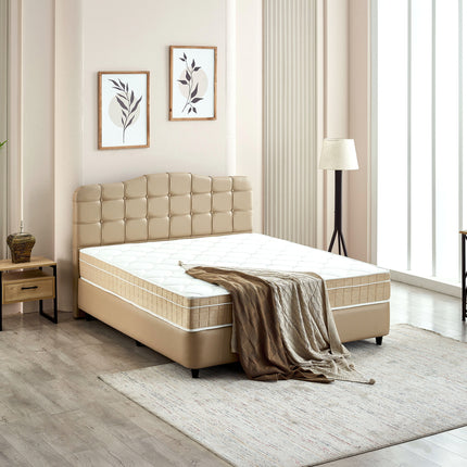 Opbergboxspring Marrakech Kunstleer Beige 140x200