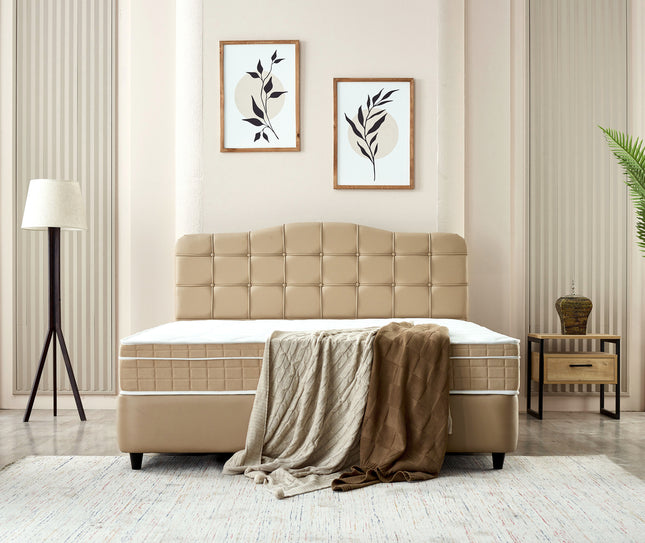 Opbergboxspring Marrakech Kunstleer Beige 160x200