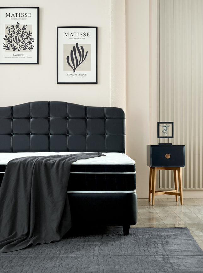 Opbergboxspring Marrakech Kunstleer Zwart 160x200