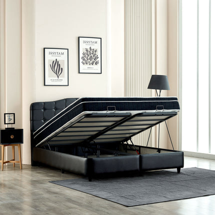 Opbergboxspring Marrakech Kunstleer Zwart 160x200