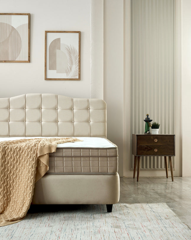Opbergboxspring Marrakech Velvet Beige 140x200
