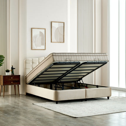 Opbergboxspring Marrakech Velvet Beige 160x200