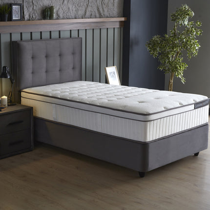 Opbergboxspring Modebedd Antraciet 90x200 - Eenpersoons