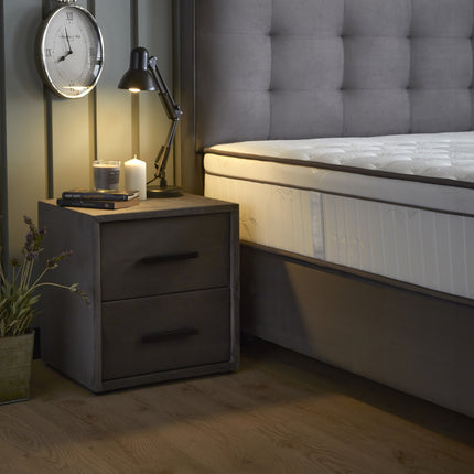 Opbergboxspring Modebedd Antraciet 90x200 - Eenpersoons