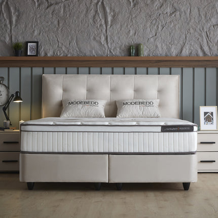 Opbergboxspring Modebedd Beige 140x200