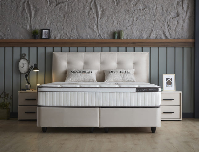 Opbergboxspring Modebedd Beige 140x200