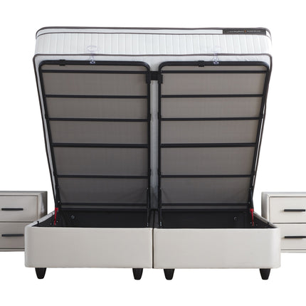 Opbergboxspring Modebedd Beige 140x200