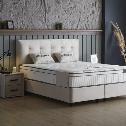 Opbergboxspring Modebedd Beige 140x200